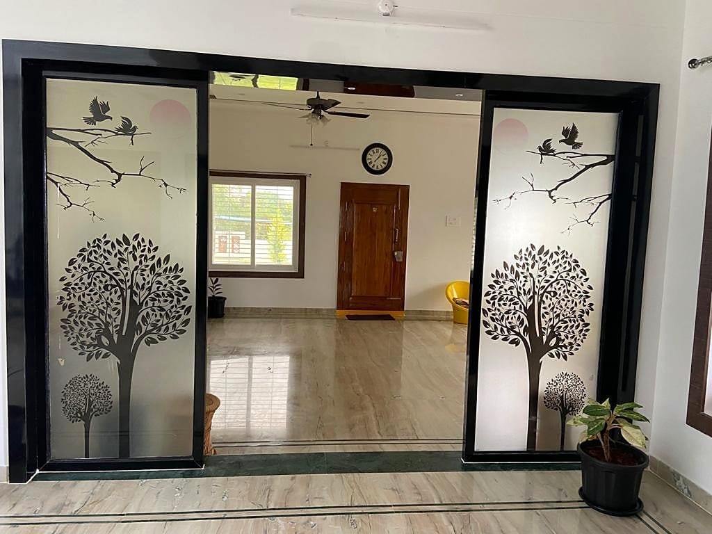Glass sliding partition — decals