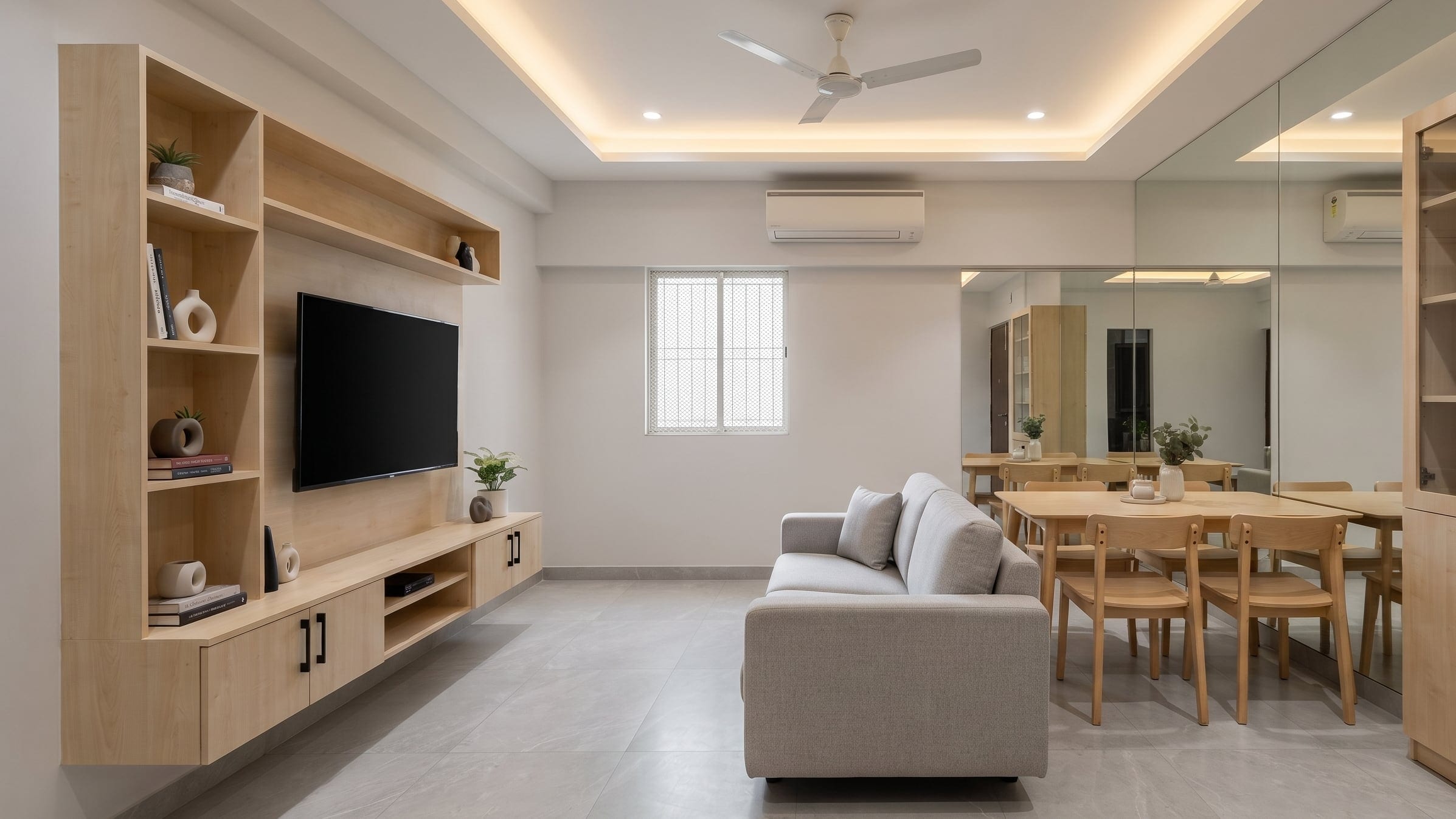 Living + dining — 2BHK apartment in Electronic City